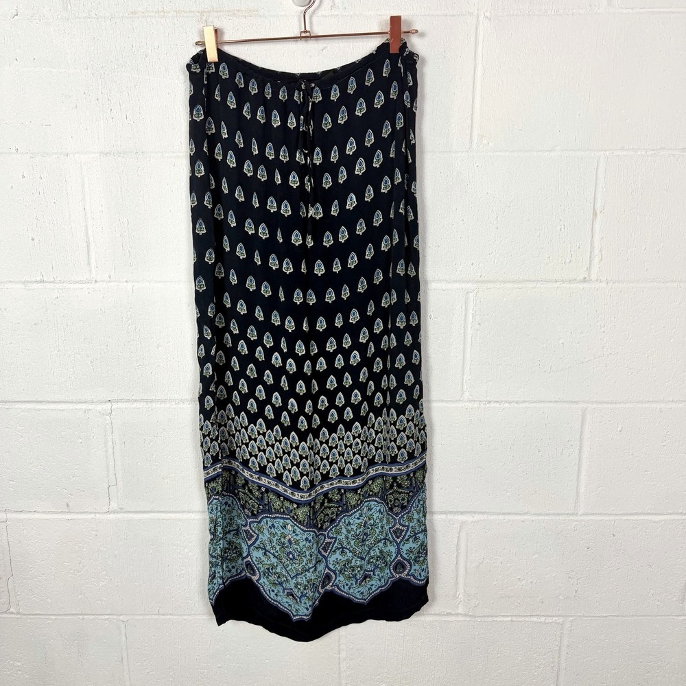 Angie Maxi Skirt Side Slits Semi Sheer Blue BoHo Fairy Gypsy Indie Festival SZ M